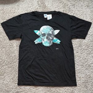 NWT Ibiza Black Tee with Skull and surf boards